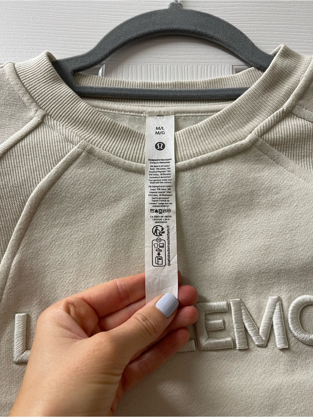lululemon athletica Cream Embroidered Logo Crewneck Sweatshirt - Picture 3 of 6